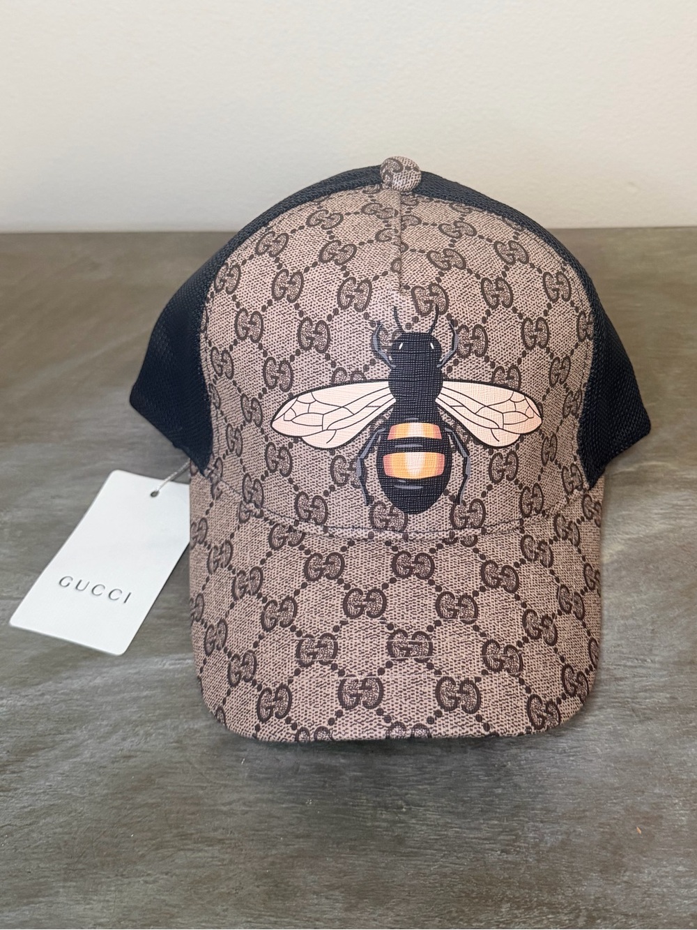Gucci Supreme Bee GG Monogram Trucker Cap